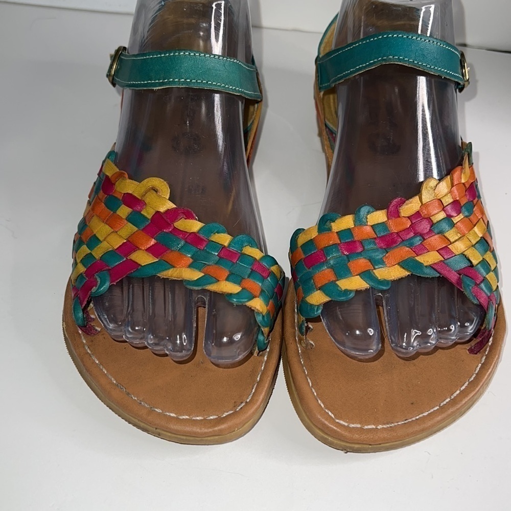 Multicolored Woven Leather Sandals made in Mexico - Picture 7 of 9